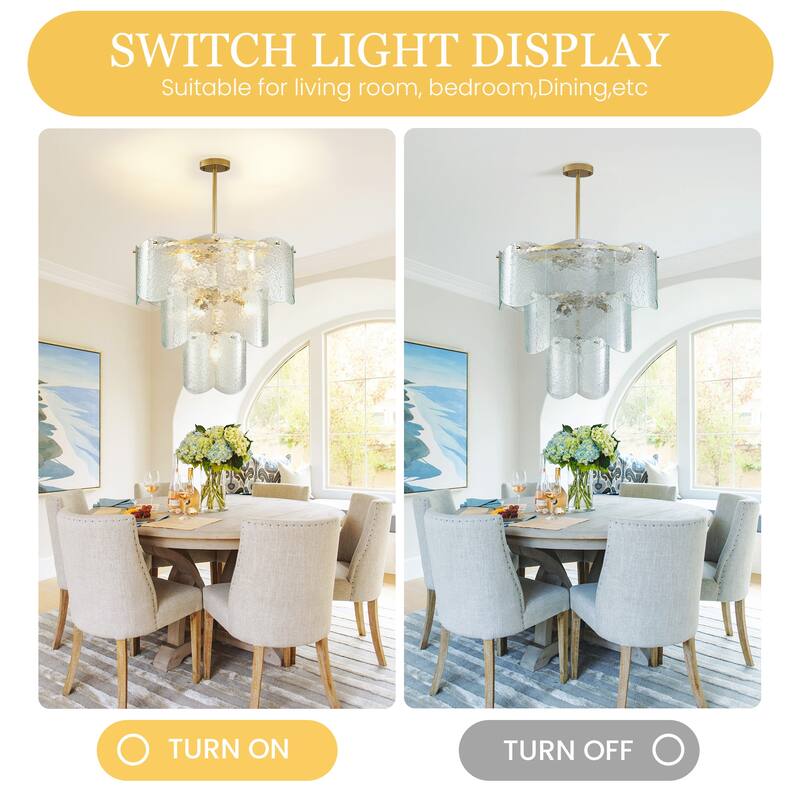 23.66" Modern 8 - Light Dimmable Tiered Chandelier