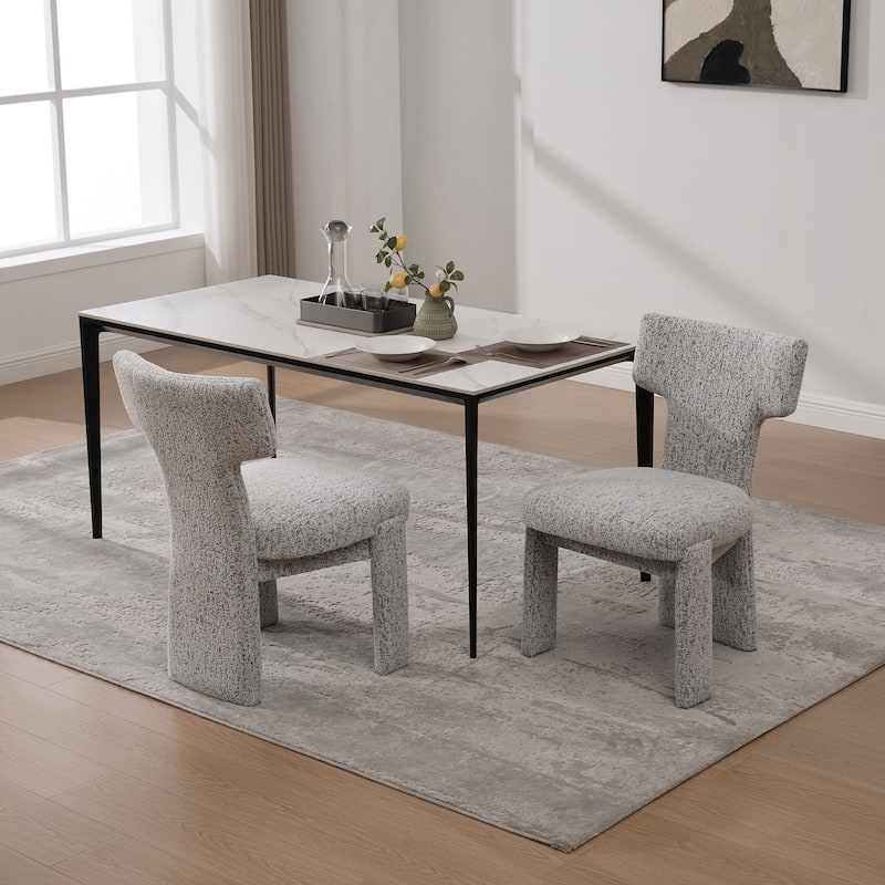 Upholstered Chair Dining Chair Side Chair Reception Chair Set of 2 White Black Kitchen Chair Accent Chair - White Black