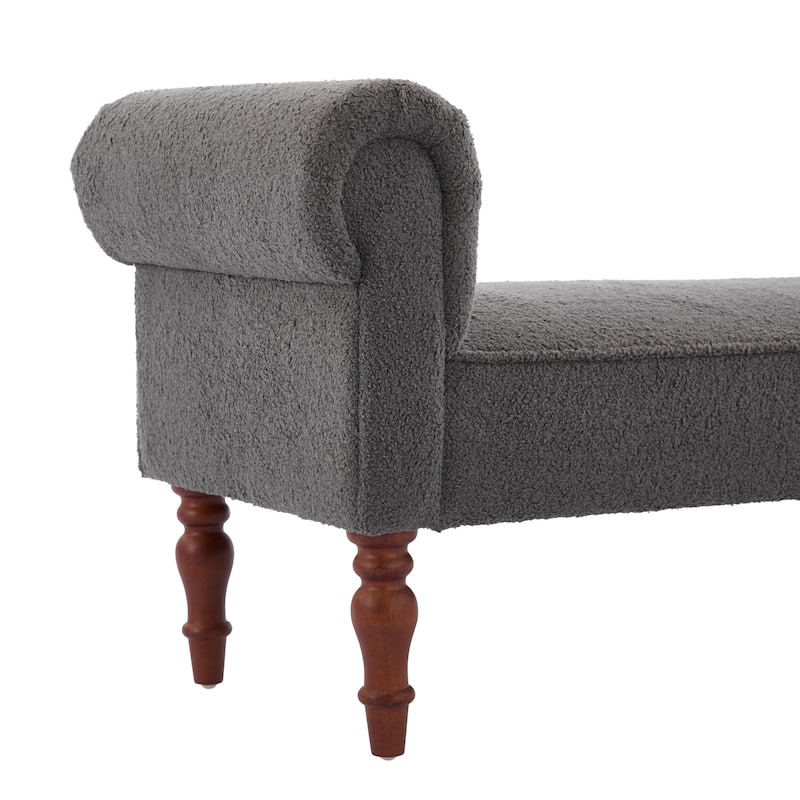 Christopher Knight Home - Elric Teddy Upholstered Bench with Rolled Arms and Solid Wood Legs