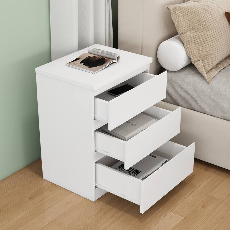 19.7-Inch Nightstand with 3 Drawers, Beside Table with Drawers Handle Free Design,Thickened Top Plate,for Bedroom,Living Room