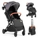 preview thumbnail 2 of 27, Costway Lightweight Baby Stroller with One-Hand Folding, Extendable - See Details Grey