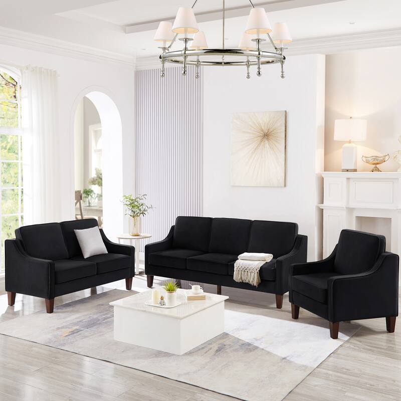 Armchair, Single Seat Sofa Chair with Wooden Legs, Velvet Accent Chair