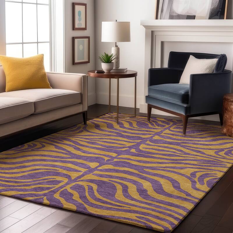 Premium Washable Super Soft Modern Zebra Print Mayfield Rug - Purple - 2'6" x 3'10"