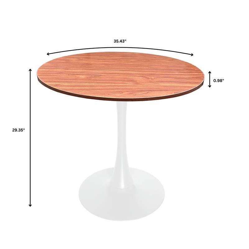 Bristol 36" Round Dining Table for 4 with MDF Top and Modern White Iron Base for Kitchen & Dining Room