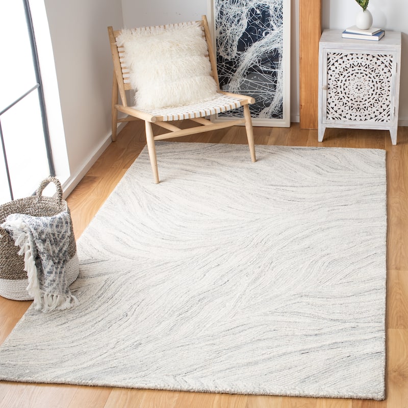 SAFAVIEH Handmade Metro Draginja Abstract Wool Rug - 10' x 14' - Ivory/Silver