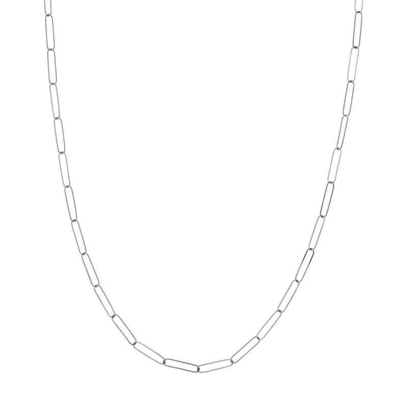 Curata 14k White Gold 3.4mm Paper Clip Chain Necklace (Lobster)