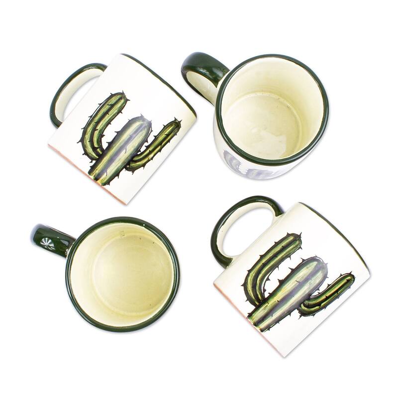 Novica Handmade Saguaro Ceramic Mugs (Set Of 4)