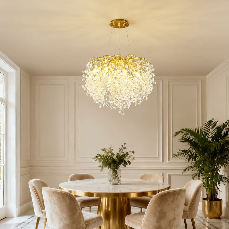 Modern High-End Romantic Golden Branch-Shaped Ceiling Lamp Suitable For Dining Room And Living Room - Gold