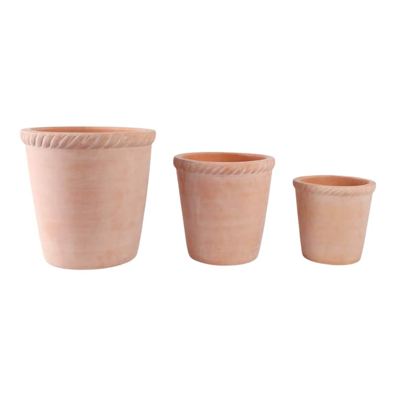 Pottery Clay Planter Modern Decorative Versatile Design (Set of 3) - 15" x 15" x 15"