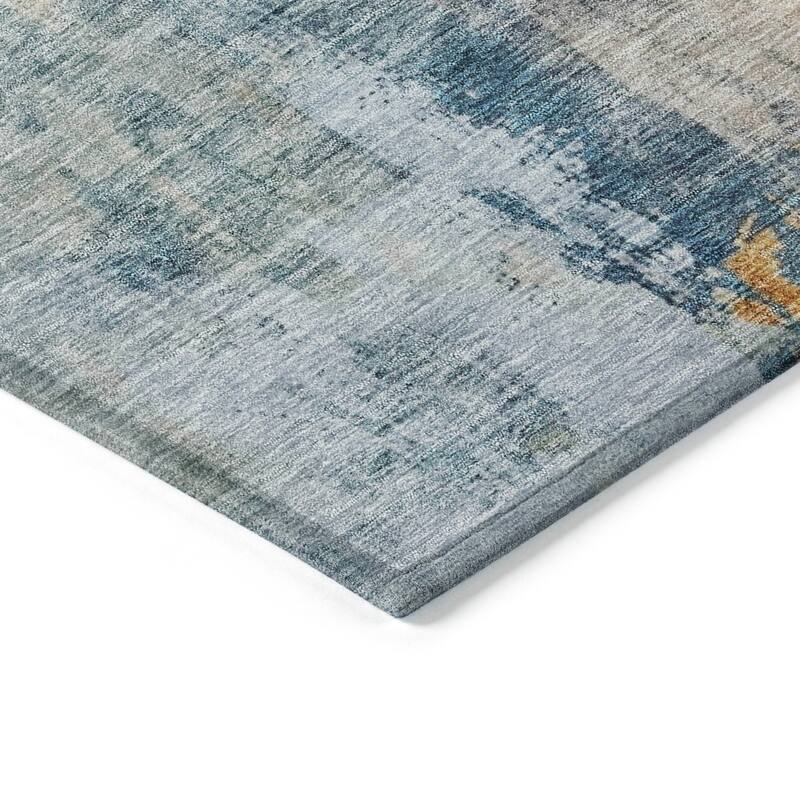Machine Washable Indoor/ Outdoor Abstract Contemporary Chantille Rug
