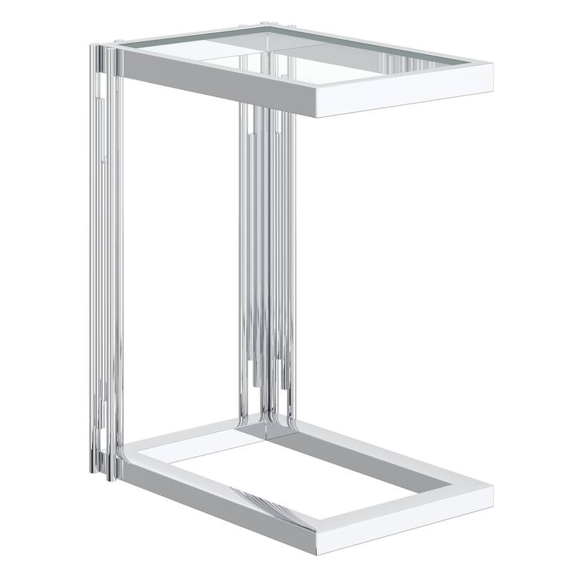 Contemporary Metal and Glass Small Accent Table - Silver