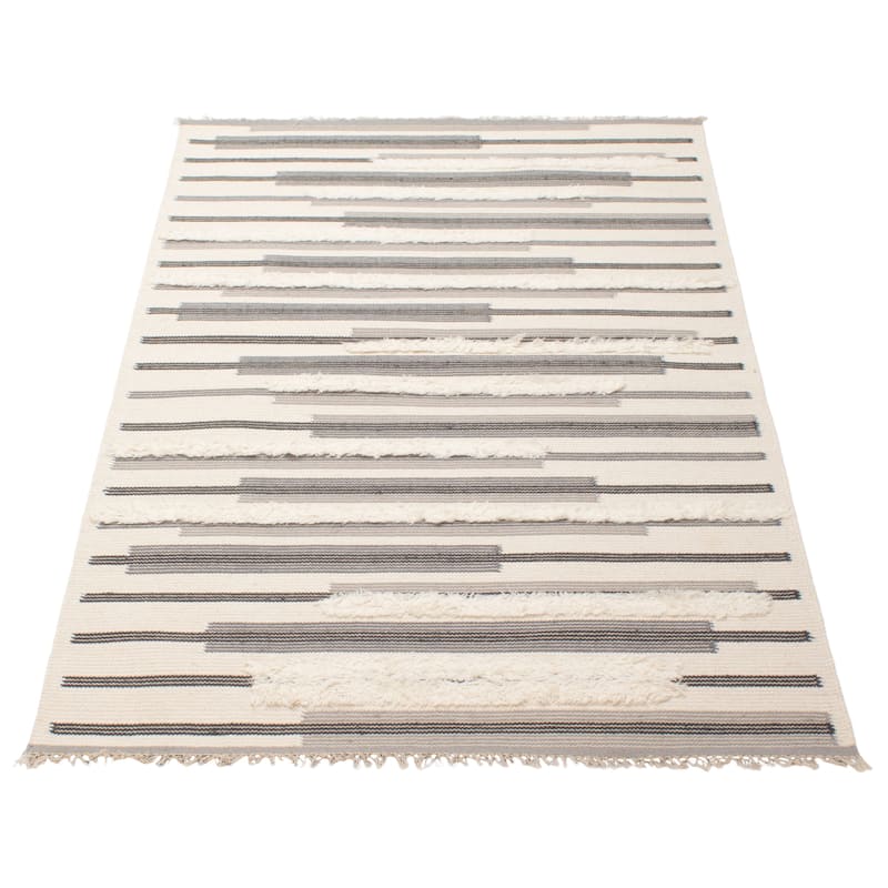 ECARPETGALLERY Hand Tufted Timeless Cream Wool Rug - 5'2 x 8'2