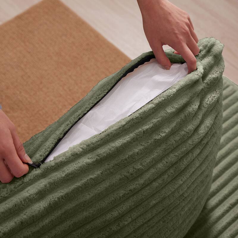 102.76" Corduroy Cloudy L Shaped Sofa with Headrests