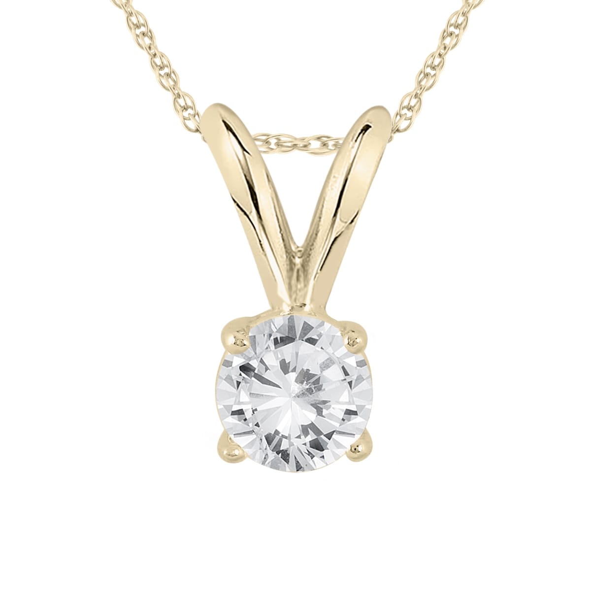 Marquee 1/10 Carat Round Diamond Solitaire Pendant in 14K Yellow Gold