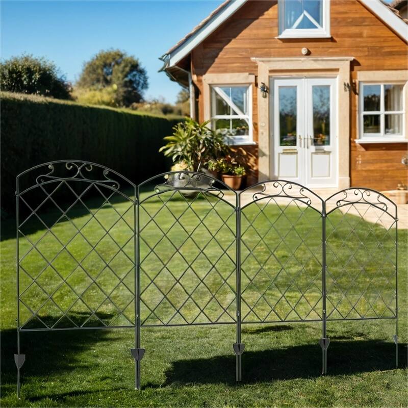 Garden Rust-Resistant 4 Pack Steel Fence Panels