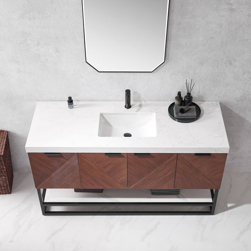 Mahon Single Bath Vanity with Composite Stone Top without Mirror