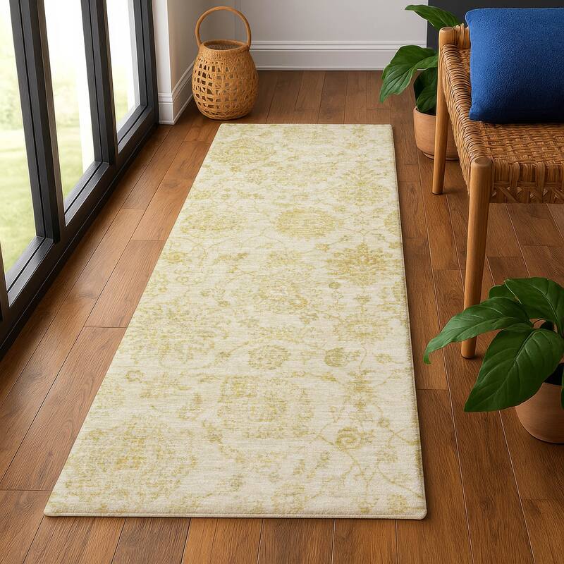 Premium Washable Super Soft Traditional Kashan Mayfield Rug - 2'3" x 7'6" - Gold
