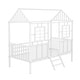 preview thumbnail 7 of 7, White Playhouse Design Metal Low Loft House Bed with Roof