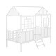preview thumbnail 7 of 7, White Playhouse Inspired Metal Low Loft Bed with Roof and Front Windows - Twin Size