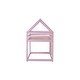 preview thumbnail 11 of 16, Pink Wood House Roof Twin over Twin Floor Bunk Bed with Ladder,Guardrails