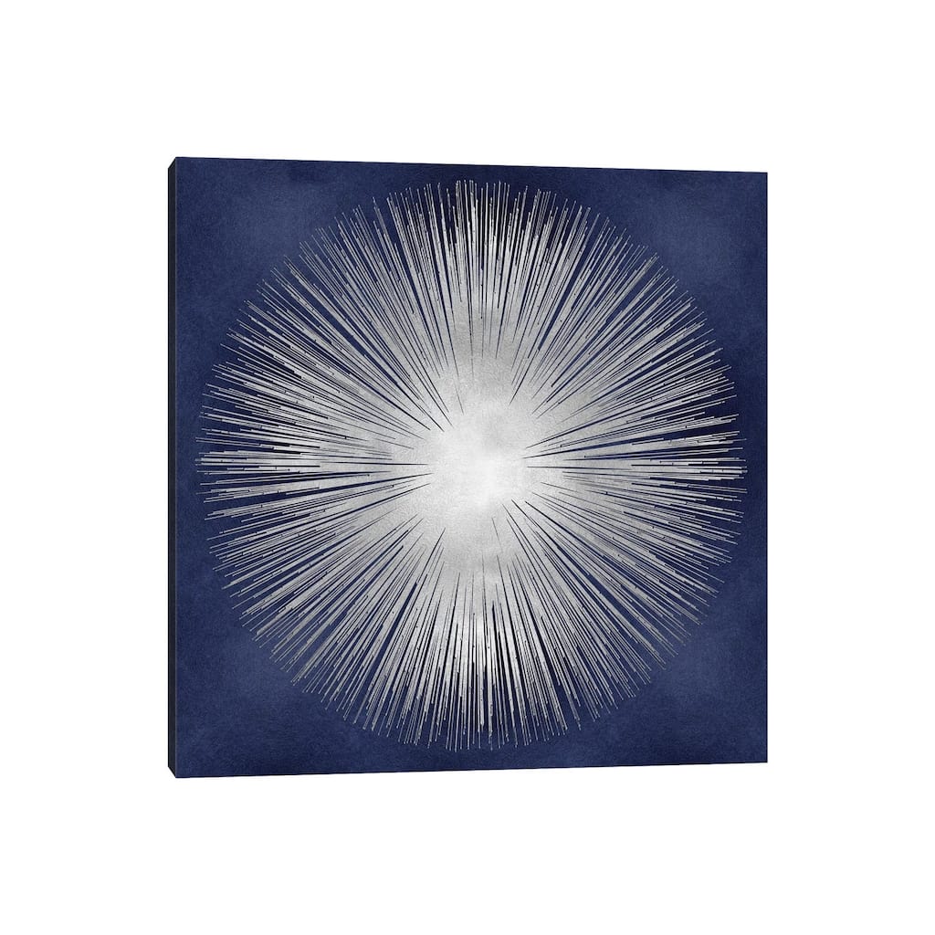 iCanvas 'Silver Sunburst On Blue I' by Abby Young Canvas Print