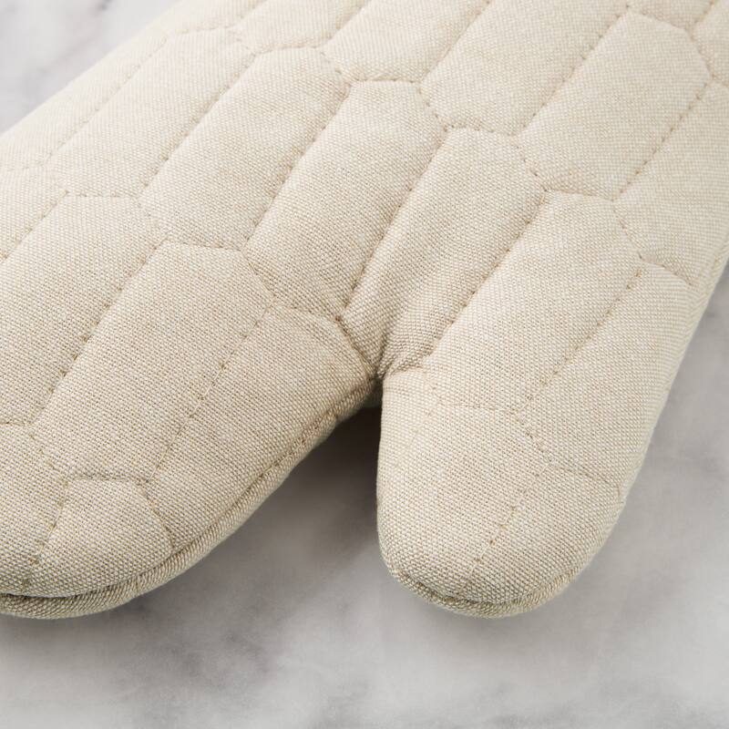 MARTHA STEWART Honeycomb Quilted Chambray Oven Mitt 2-Pack Set - 7"x13"