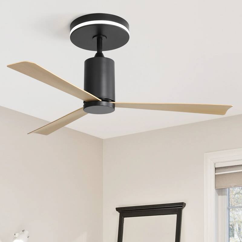 52'' Flush Mount Ceiling Fan with Uplight & Remote Control Indoor Outdoor Reversible