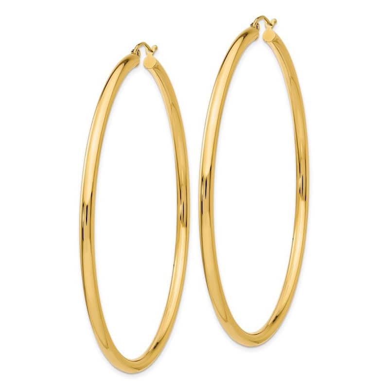 Curata 14k Yellow Gold Polished 70x3mm Extra Large Classic Round Hoop Earrings