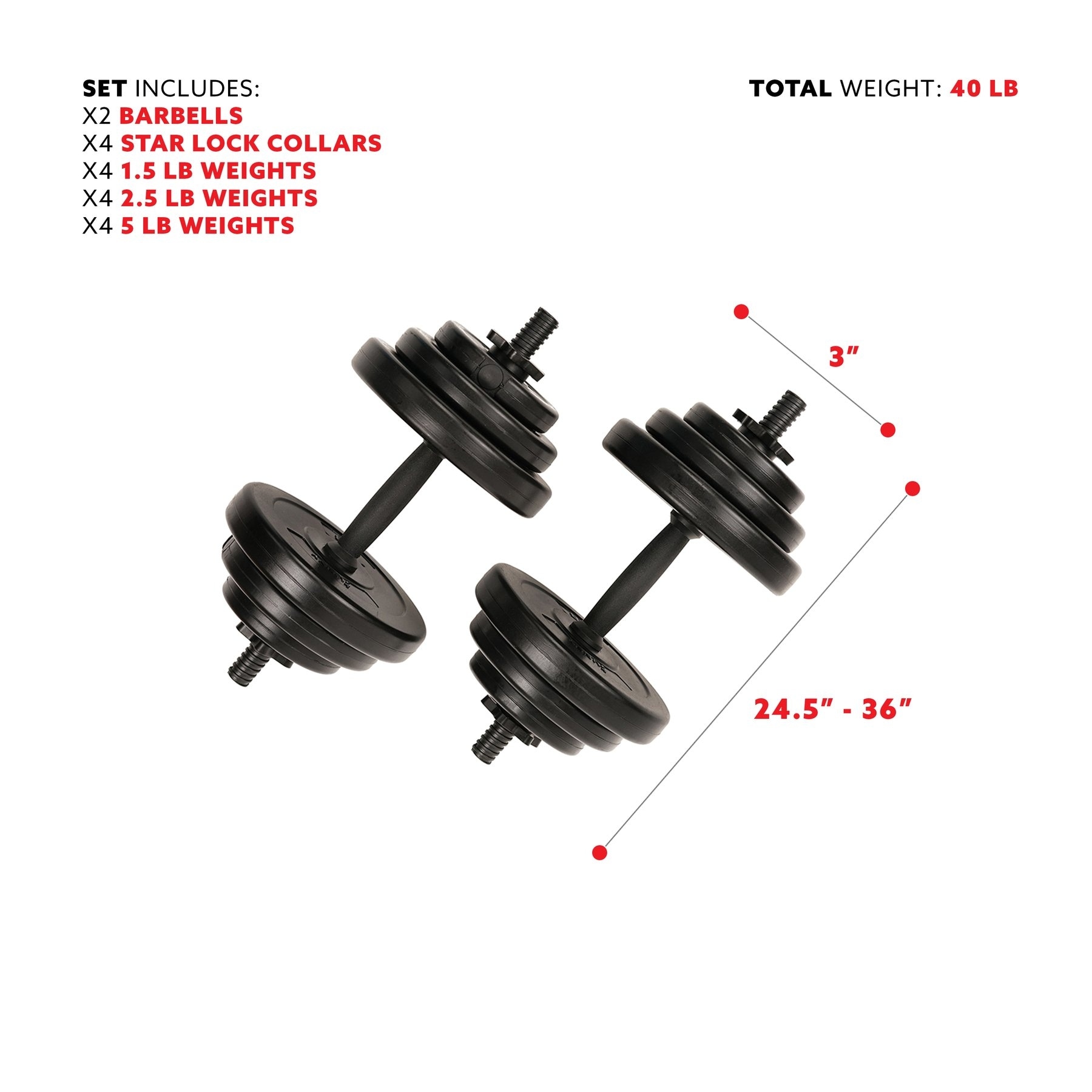 Sunny Health Fitness 40Lb Vinyl Dumbbell Set 087 Bed Bath