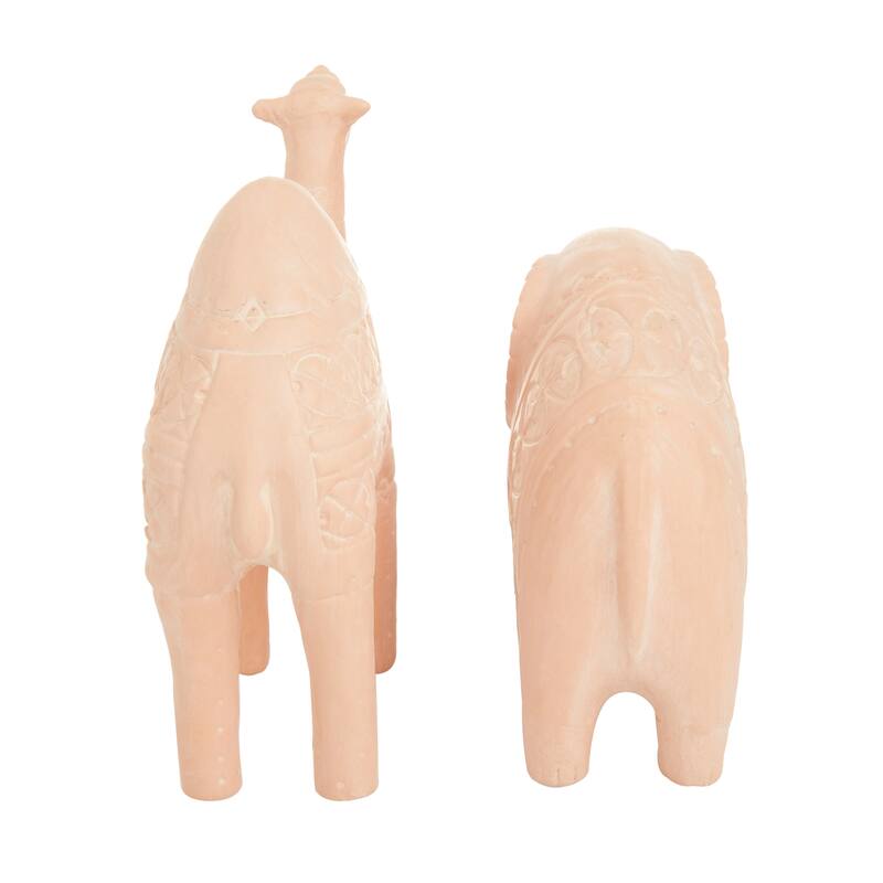 Pink Ceramic Modern Farmhouse Sculpture Set of 2 - 10 x 4 x 10 and 9 x 4 x 8