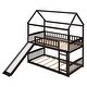 preview thumbnail 3 of 7, Espresso Twin Over Twin Bunk Bed with Slide, Playhouse-Inspired Design