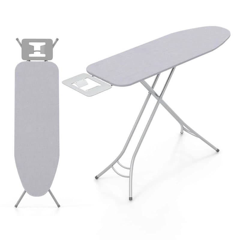 Foldable Ironing Board Full Size Iron Table w/ Iron Rest - Grey
