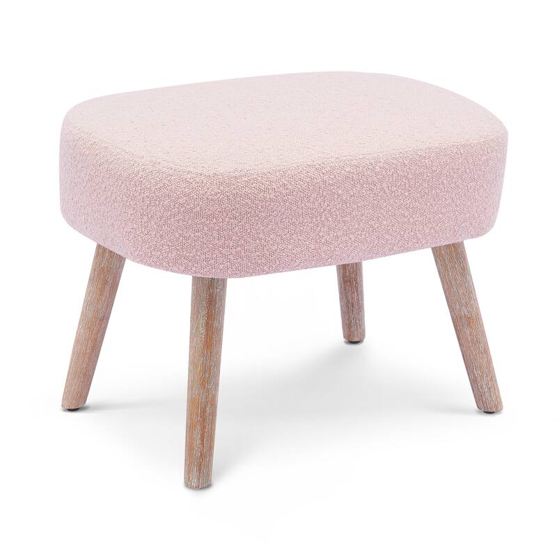 Boucle Polyester Upholstered Ottoman - Stain Resistant