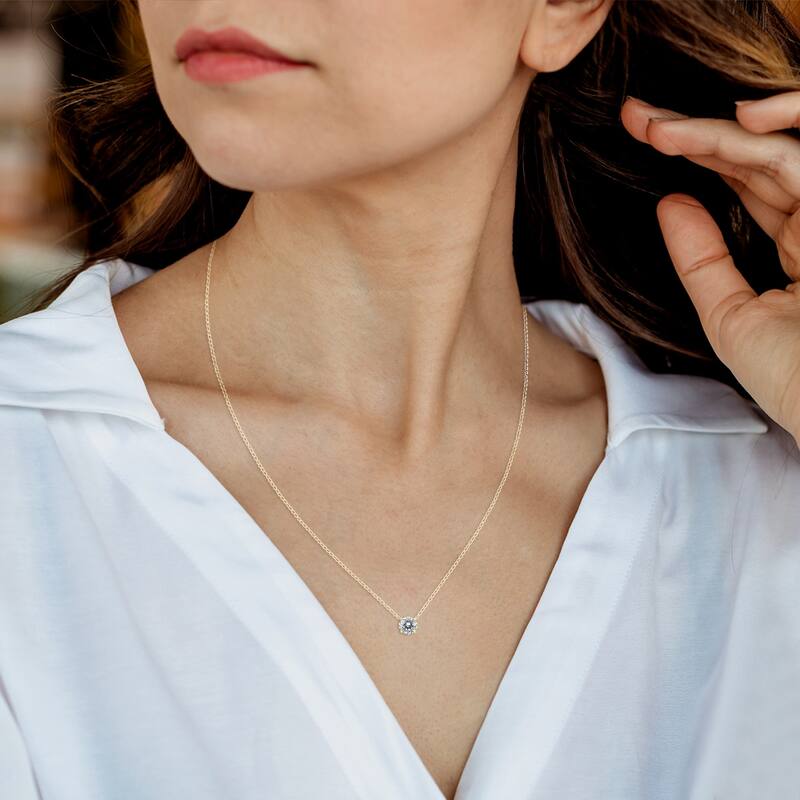 Marquee 1/4 Carat Floating Round Diamond Solitaire Necklace in 14K Yellow Gold