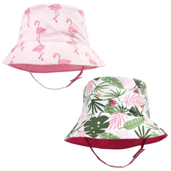 slide 1 of 1, Hudson Baby Infant Girl Sun Protection Hat, Flamingo Tropical Flamingo Tropical - 0-12 Months