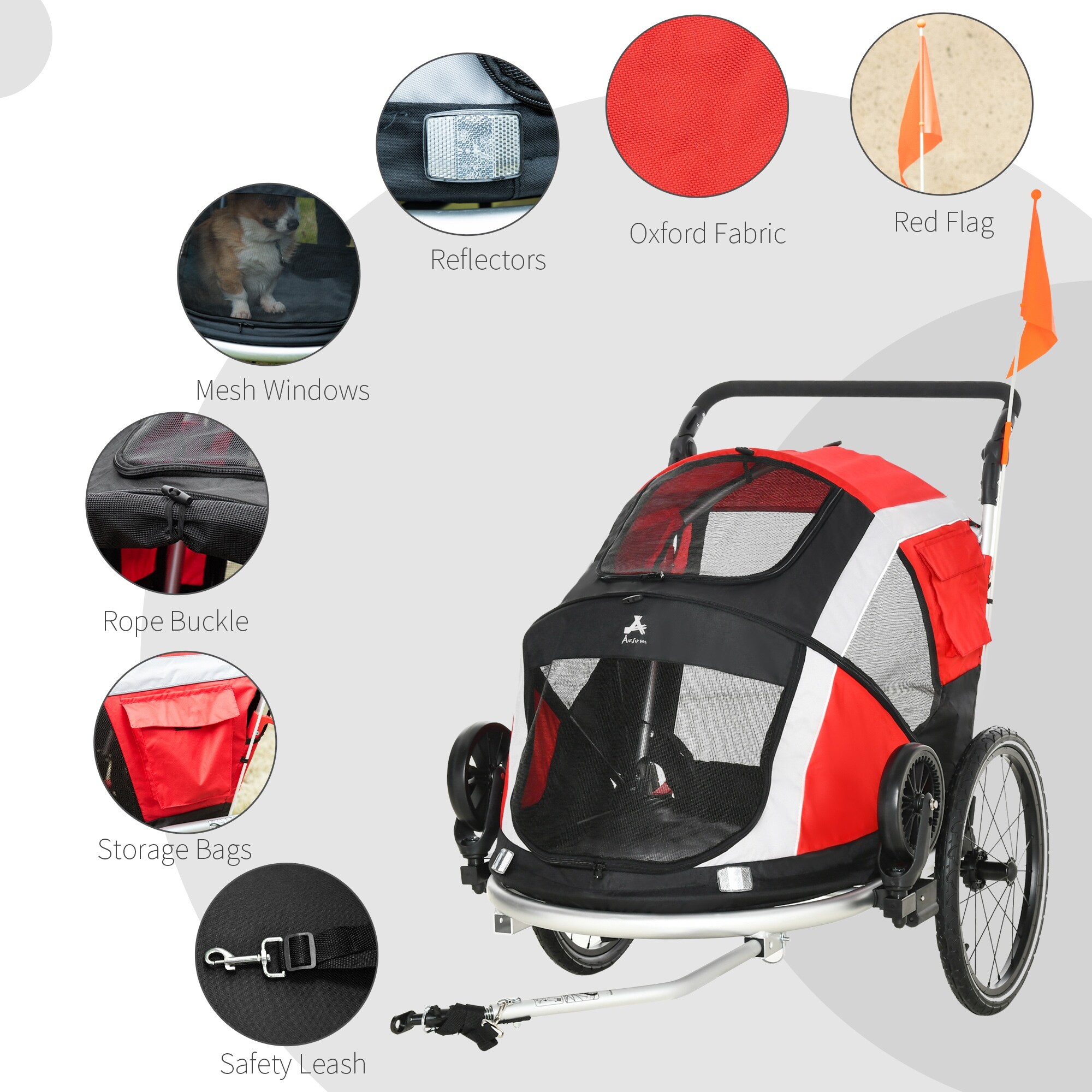 Aosom 2-in-1 Pet Bike Trailer, Dog Stroller, Small Pet Bicycle Cart Carrier  with Safety Leash, and Easy Fold Design - Bed Bath & Beyond - 35682721