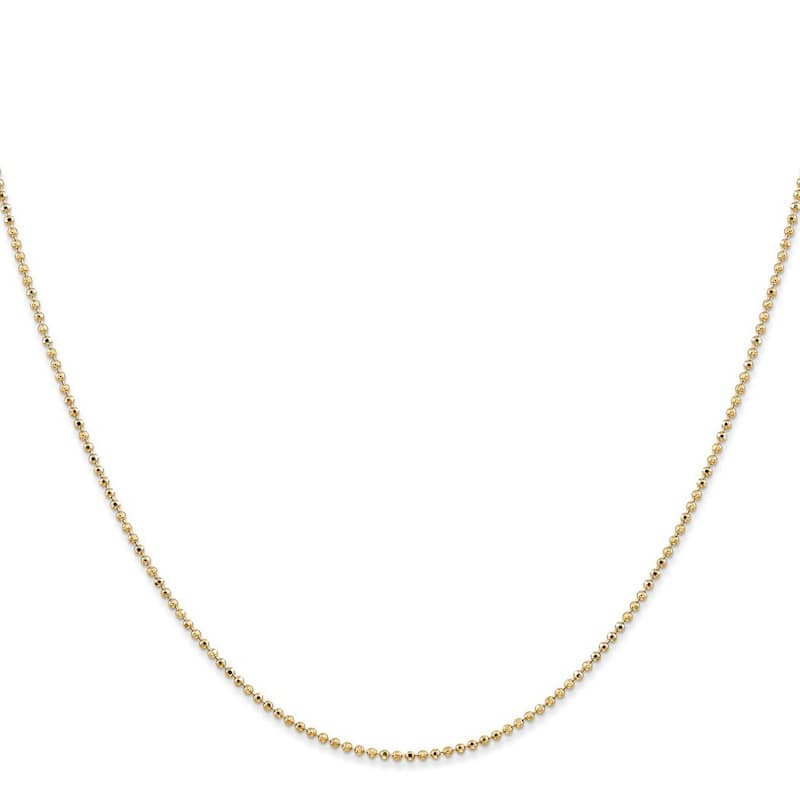 Curata Women's 14k Yellow Gold 1.2mm Diamond-Cut Baby Ball Chain Anklet - 10 Inch