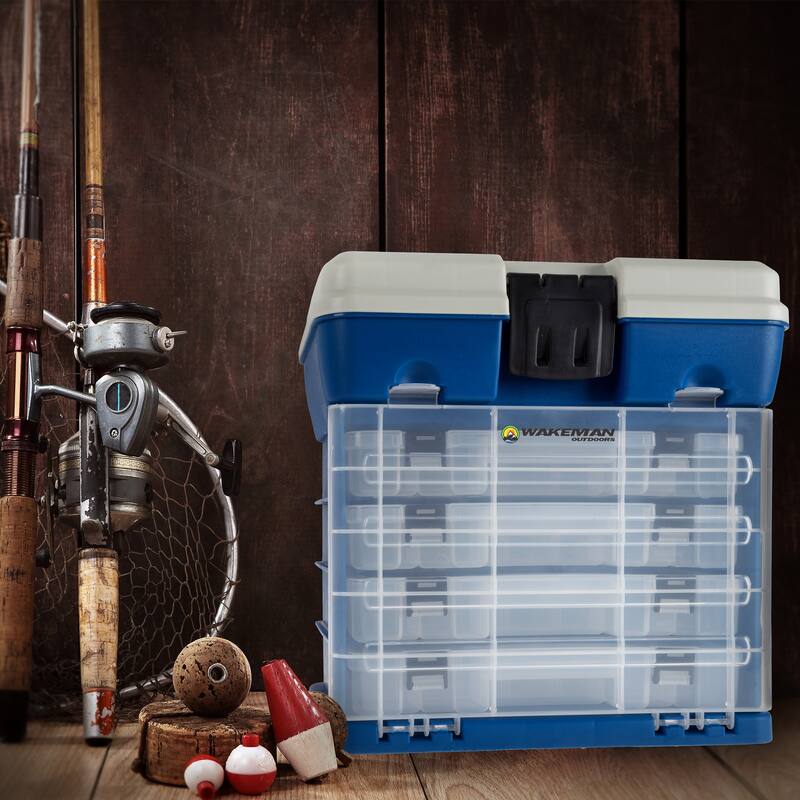 Storage Tool Box 4 Drawers 19 Compartments Each by Wakeman Outdoors (Dark Blue) - 12.2"