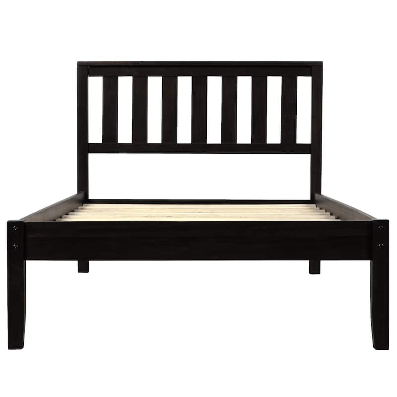 Wood Platform Bed with Headboard/Wood Slat Support