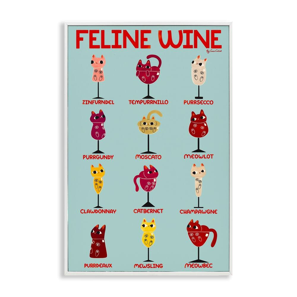 Stupell Clever Feline Wine Drinks Framed Giclee Art Design By Carrie Cantwell