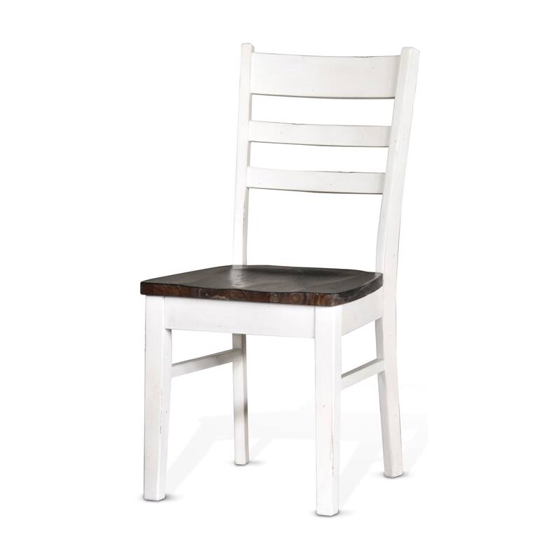 Orso Dining Chair Set of 2, Ladderback, White and Dark Brown Mahogany
