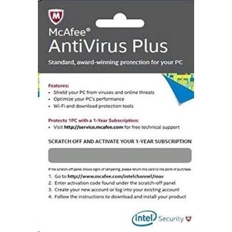 Intel Software Bkcmav1yreng Mcafee Antivirus Plus English 1 Year Brown Box