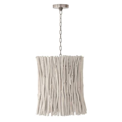 Cara 4-light Brushed Pewter Medium Pendant w/ Handcrafted Eucalyptus