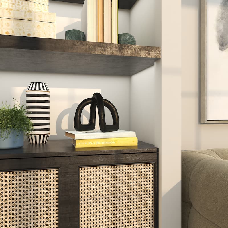 CosmoLiving by Cosmopolitan Black Porcelain Ceramic Arched Abstract Decorative Sculpture
