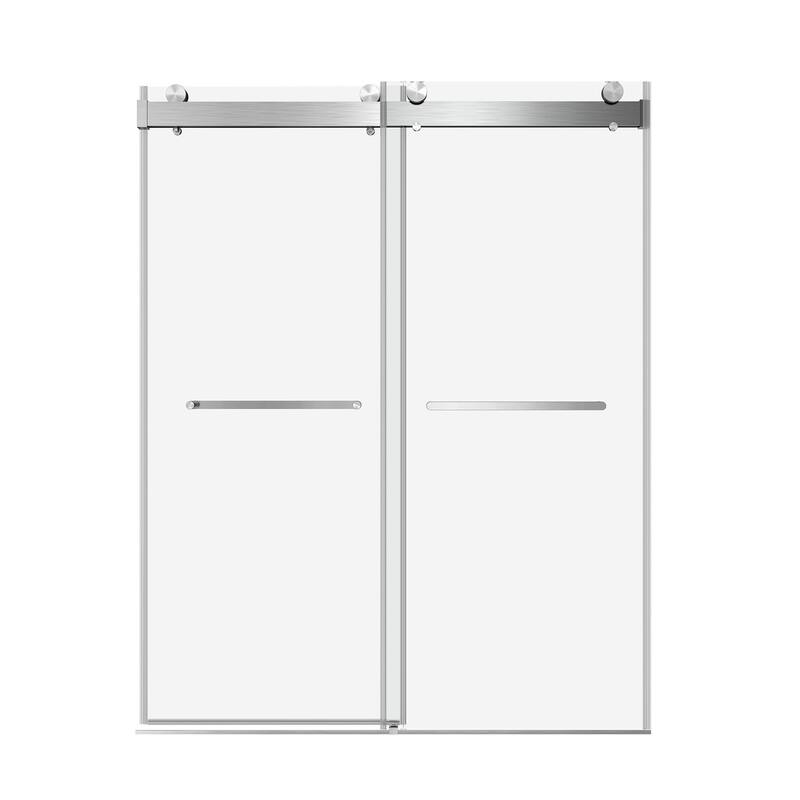 Sliding Frameless Shower Door with 3/8 Inch (10mm) Thick Tampered Glass