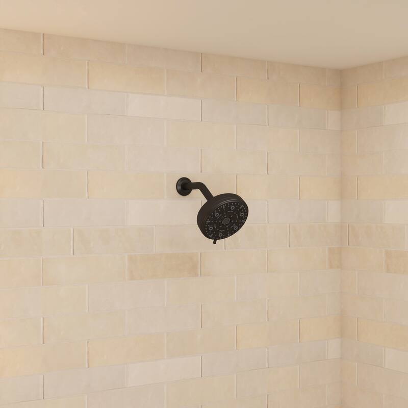 10-Spray Patterns 5 in. Wall Mount Rain Fixed Shower Head with Shower Arm and Flange