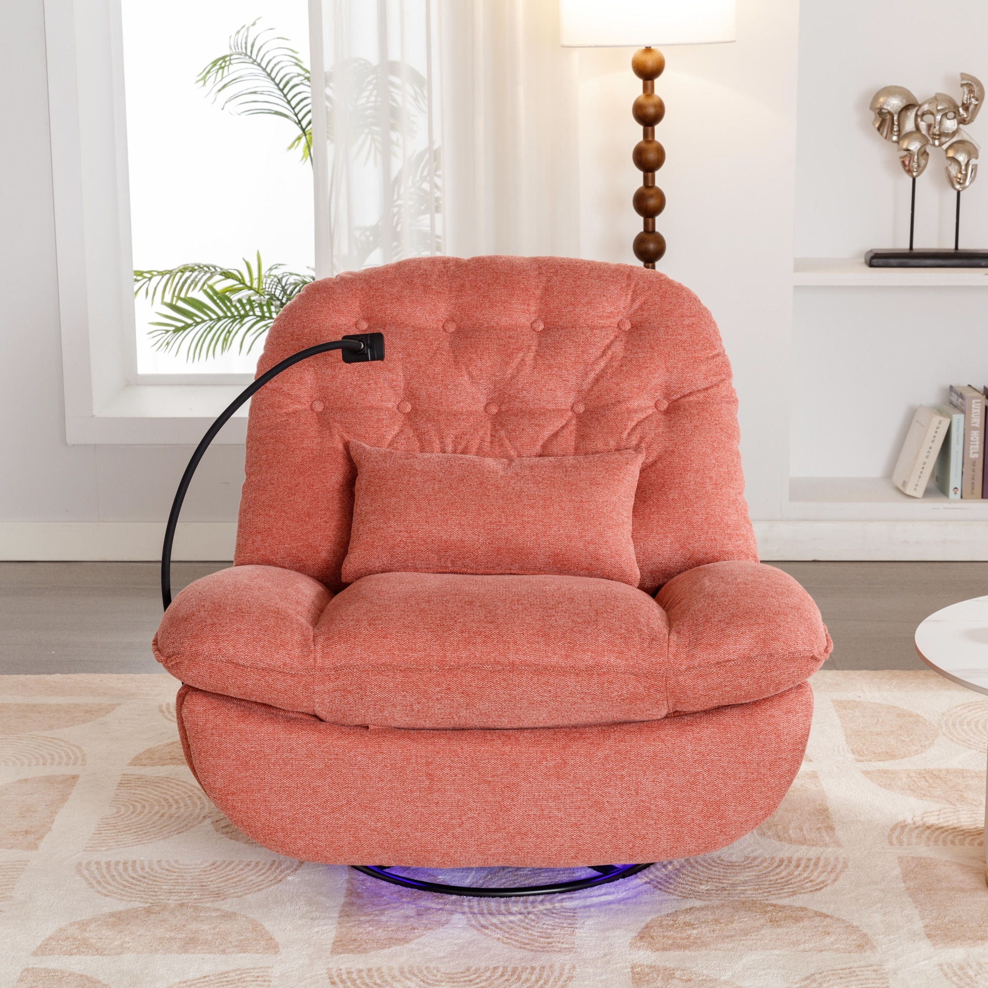 Barrel chair shop swivel recliner