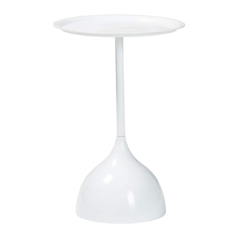 Webb Metal Pedestal Side Table - Modern Accent Table with Round Tray Top for Indoor or Semi-Outdoor Use - White