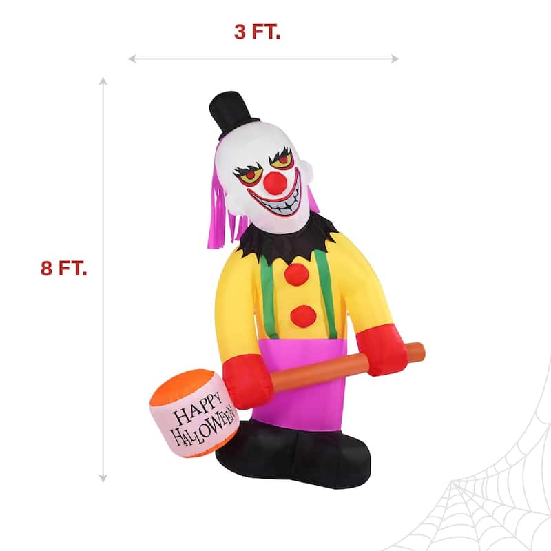 Haunted Hill Farm 8-Ft. Tall Pre-lit Inflatable Clown