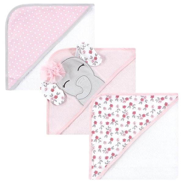 slide 1 of 1, Hudson Baby Infant Girl Cotton Rich Hooded Towels, Floral Pretty Elephant, One Size - Floral Pretty Elephant - One Size One Size - Floral Pretty Elephant